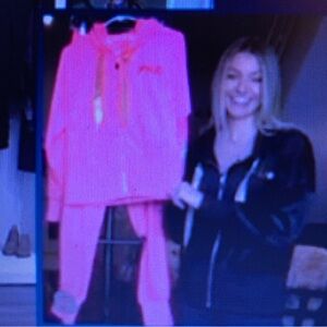 Fila Two Piece Velour Hoodie and jogger in Pink L